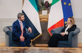 عبدالله بن زايد يبحث مع رئيسة وزراء إيطاليا في روما علاقات التعاون والتطورات الإقليمية والدولية 