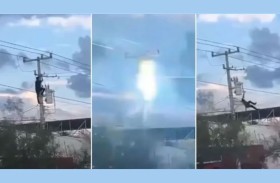 عدالة السماء.. تسقط لصاً فوق سيارة الشرطة