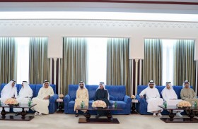 محمد بن راشد يعزي سعود المعلا بوفاة الشيخ محمد بن حميد بن عبدالرحمن الشامسي