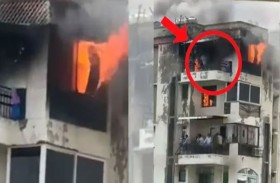 أب وطفلاه يلقون حتفهم قفزاً من مبنى محترق