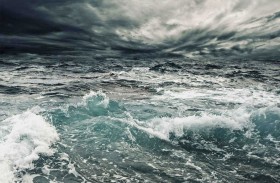 يغامر بحياته قرب موجة عاتية 