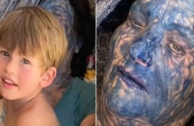 طفل يحول وجه جدته لنسخة من فيلم «أفاتار »