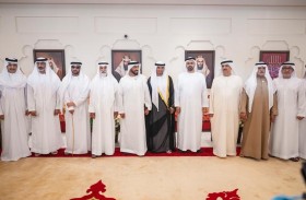 نهيان بن زايد وذياب بن محمد و نهيان بن مبارك و الشيوخ يحضرون حفل زفاف هزاع بن طحنون بن سعيد