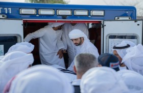 حمدان بن محمد يحضر تشييع جثمان سالم حمد بن نهيان العامري