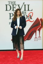 عارضة الأزياء والممثلة المجرية باربرا بالفين سبراوس لدى حضورها العرض العالمي الأول لفيلم «الشيطان يرتدي برادا 2» في نيويورك. ا ف ب