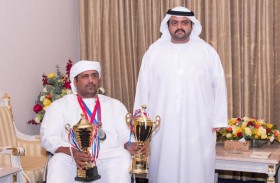 ولي عهد الفجيرة يستقبل عبد الله الشراري الحاصل على ذهبية بطولة العرب لمصارعة الذراعين