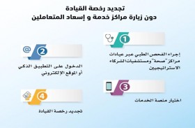 تجديد رخصة القيادة في أبوظبي دون زيارة مراكز الخدمة