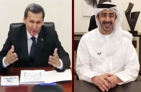 عبدالله بن زايد ووزير خارجية تركمانستان يبحثان عبر اتصال مرئي علاقات الصداقة وجهود البلدين لاحتواء تداعيات جائحة كورونا