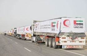 قافلة مساعدات إماراتية تتحرك نحو معبر رفح تمهيداً لإدخالها إلى قطاع غزة