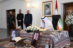 نهيان بن مبارك يقدم واجب العزاء في وفاة الرئيس الإيراني ومرافقيه