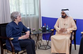 محمد بن راشد يستقبل رئيسة الوزراء البريطانية السابقة