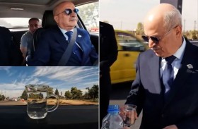 وزير نقل يختبر جودة الطريق بكوب ماء
