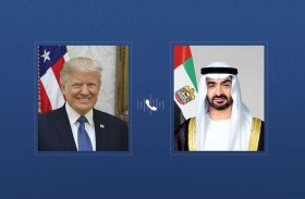 محمد بن زايد وترامب يبحثان التطورات التي تشهدها المنطقة وتداعياتها على الأمن والسلم الإقليمي والدولي 