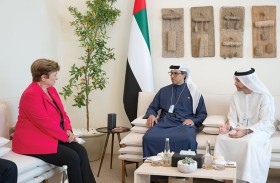 منصور بن زايد يلتقي مدير عام صندوق النقد الدولي على هامش القمة العالمية للحكومات