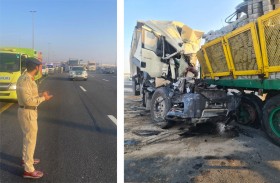 حادث بليغ يتسبب في ازدحام مروري في شارع الشيخ محمد بن زايد